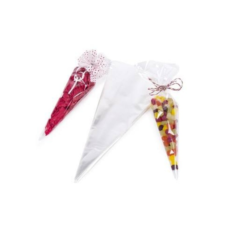 Large Clear Cone Cello Bags with Twist Ties 25CT