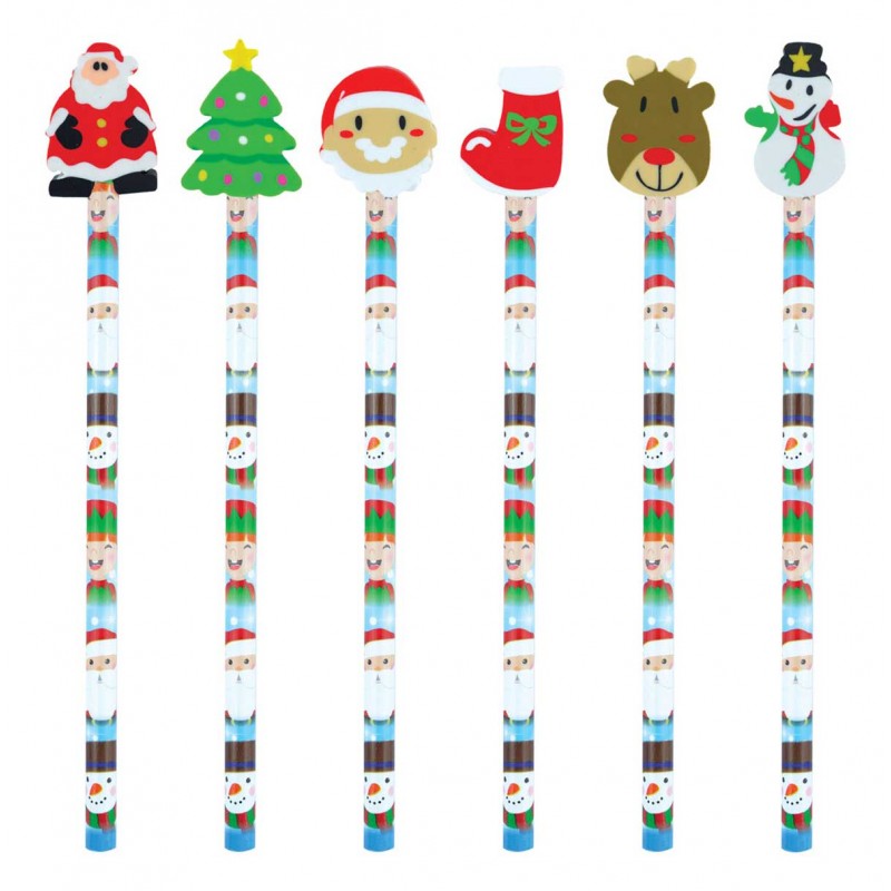 Novelty Christmas Pencil With Eraser Top